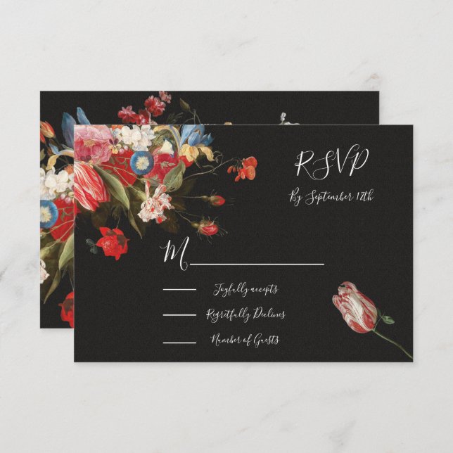 Still Life Floral Wedding response cards RSVP (Front/Back)