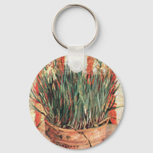 Still Life Flowerpot w Chives by Vincent van Gogh Keychain