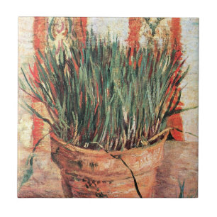 Still Life Flowerpot w Chives by Vincent van Gogh Tile