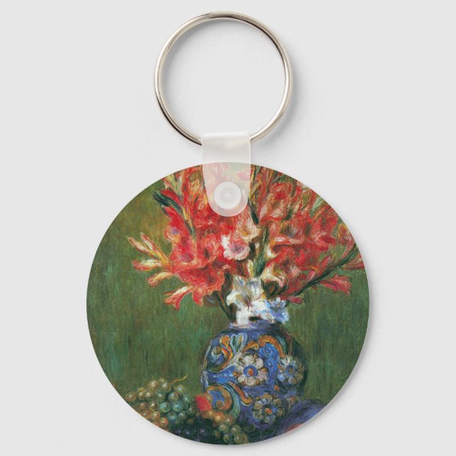 Still Life Flowers and Fruit by Pierre Renoir Keychain (Front)