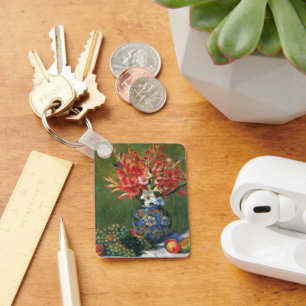 Still Life Flowers and Fruit by Pierre Renoir Keychain