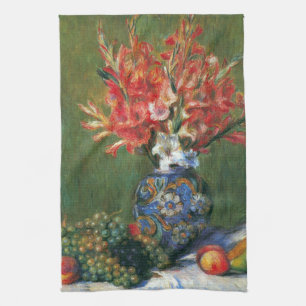 Still Life Flowers and Fruit by Pierre Renoir Kitchen Towel