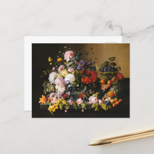 Still Life Flowers and Fruit by  Severin Roesen  Postcard