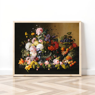 Still Life Flowers and Fruit by  Severin Roesen Poster