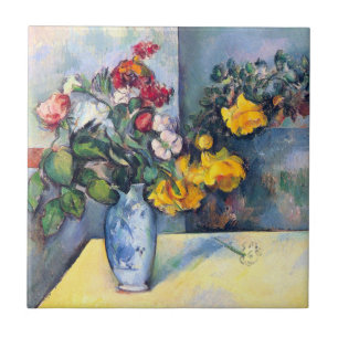 Still Life Flowers in a Vase By Paul Cezanne Tile