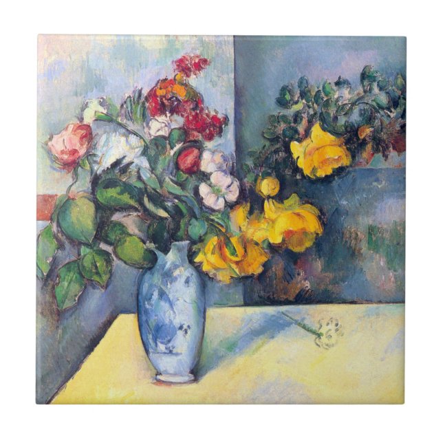 Still Life Flowers in a Vase By Paul Cezanne Tile (Front)