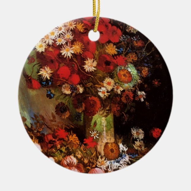 Still Life Flowers in a Vase by Vincent van Gogh Ceramic Ornament (Front)