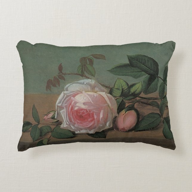 Still Life Flowers on a Ledge by Otto Ottesen Accent Pillow (Front)