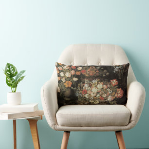 Still Life Flowers, Vintage Floral Baroque Lumbar Pillow
