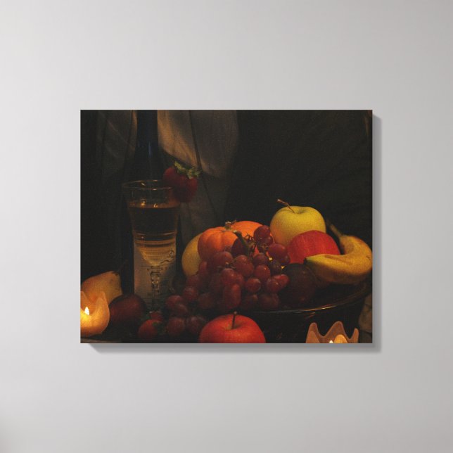 Still Life /Fruit And Wine Canvas Print (Front)