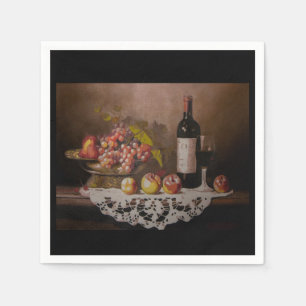 Still life Fruit Bowl and Wine Bottle Napkin