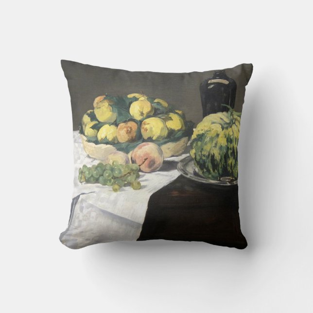 Still Life Lemon Peaches by Manet Impressionist Throw Pillow (Front)