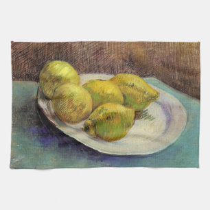 Still Life Lemons on a Plate by Vincent van Gogh Kitchen Towel