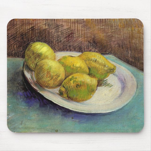 Still Life Lemons on a Plate by Vincent van Gogh Mouse Pad (Front)