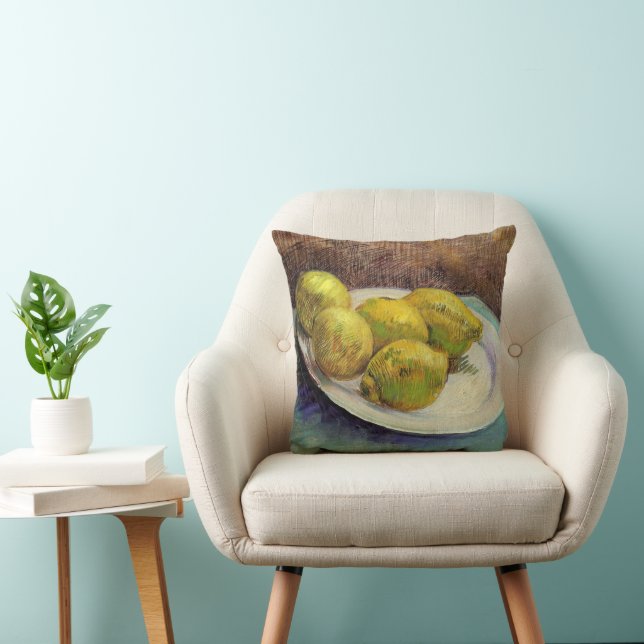 Still Life Lemons on a Plate by Vincent van Gogh Throw Pillow (Chair)