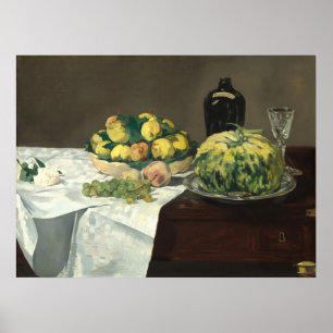 Still Life, Melon Peaches - Edouard Manet Fine Art Poster