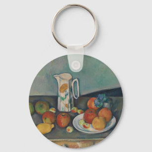 Still Life, Milk Jug and Fruit on a Table, Cezanne Keychain