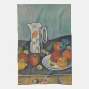 Still Life, Milk Jug and Fruit on a Table, Cezanne Kitchen Towel