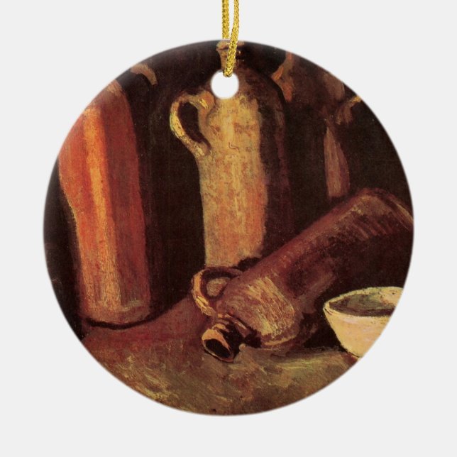 Still Life of 4 Stone Bottles by Vincent van Gogh Ceramic Ornament (Front)