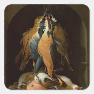 Still life of birds square sticker