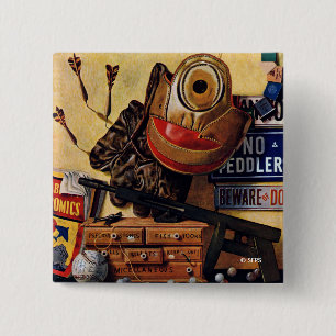 Still Life of Boys Toys 2 Inch Square Button