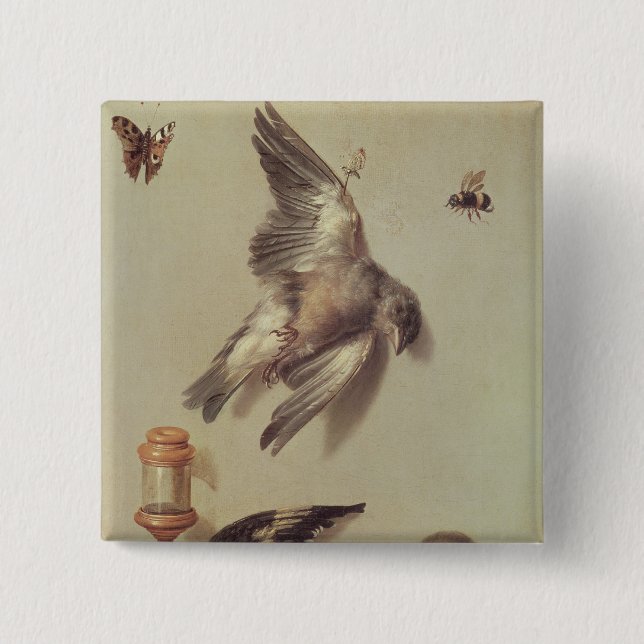 Still Life of Dead Birds and a Mouse, 1712 2 Inch Square Button (Front)