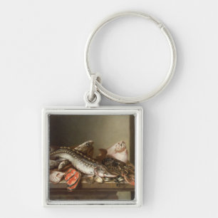 Still Life of Fish on a Table Keychain