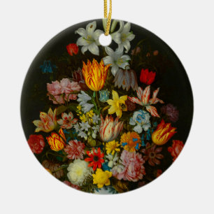 Still Life of Flowers in a Wan-Li Vase Ceramic Ornament