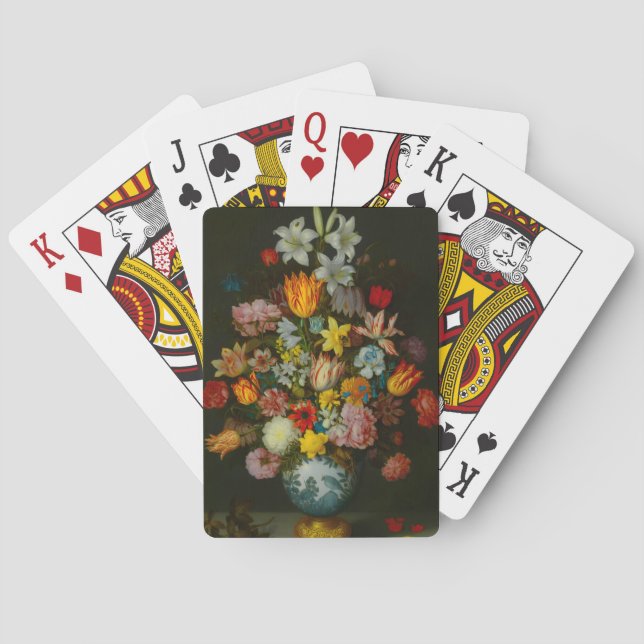 Still Life of Flowers in a Wan-Li Vase Playing Cards (Back)