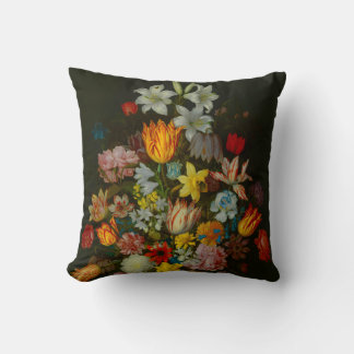 Still Life of Flowers in a Wan-Li Vase Throw Pillow