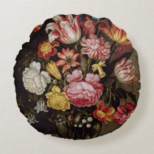 Still Life of Flowers in an Ovoid Vase Round Pillow