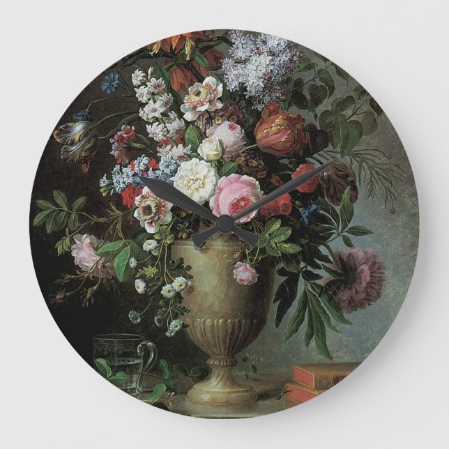 Still Life of Flowers Large Clock (Front)