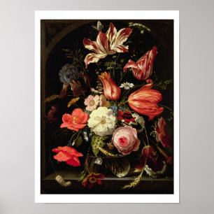 Still Life of Flowers on a Ledge Poster