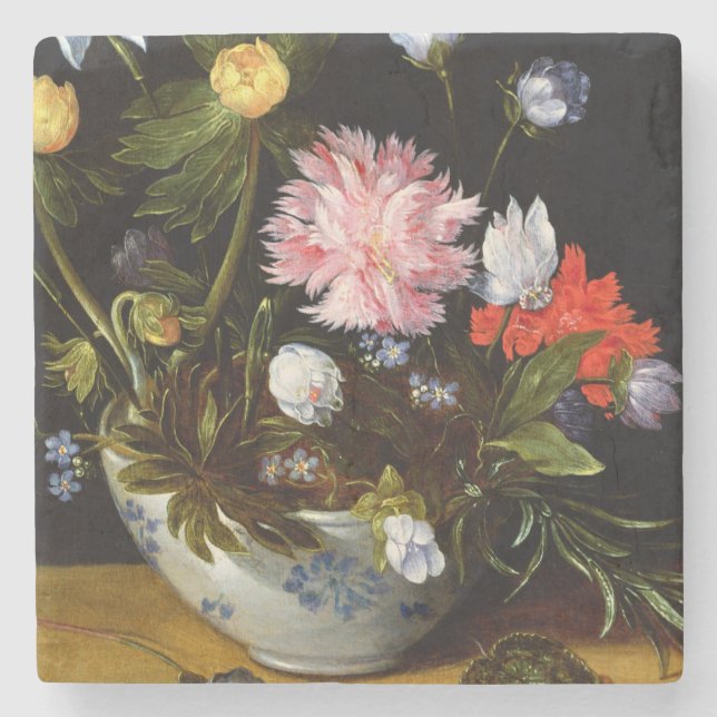 Still Life of Flowers Stone Coaster (Front)
