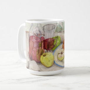 Still life of fruit and wine painting coffee mug