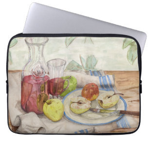 Still life of fruit and wine painting laptop sleeve