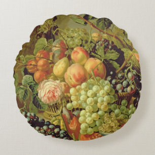 Still Life of Fruit Round Pillow