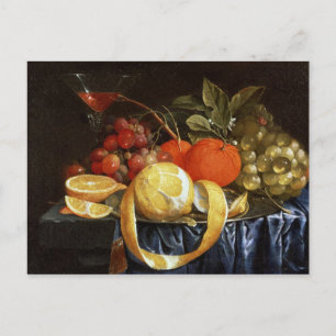 Still Life of Grapes, Oranges and a Peeled Lemon Postcard