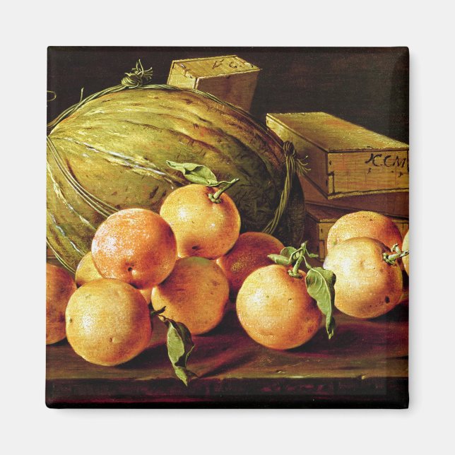 Still Life of Oranges, Melons and Boxes Magnet (Front)