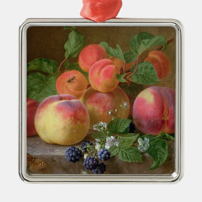 Still Life of Peaches Metal Ornament (Front)
