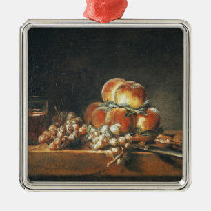 Still Life of Peaches, Nuts, Grapes Metal Ornament