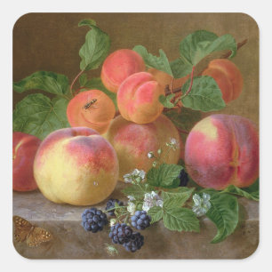 Still Life of Peaches Square Sticker
