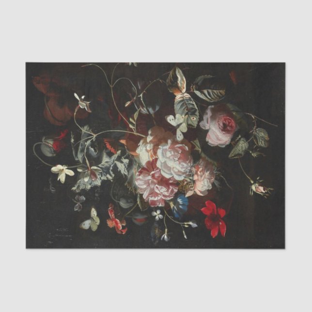 Still Life of Pink Roses, Poppies, Jasmine  Tissue Paper (Front)