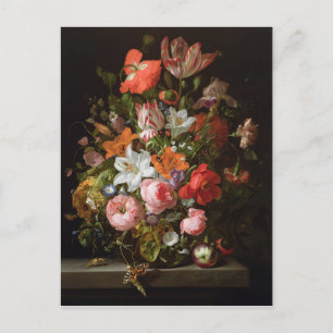 Still life of roses lilies, tulips postcard