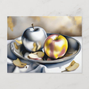Still Life of Silver and Gold Apples  Postcard