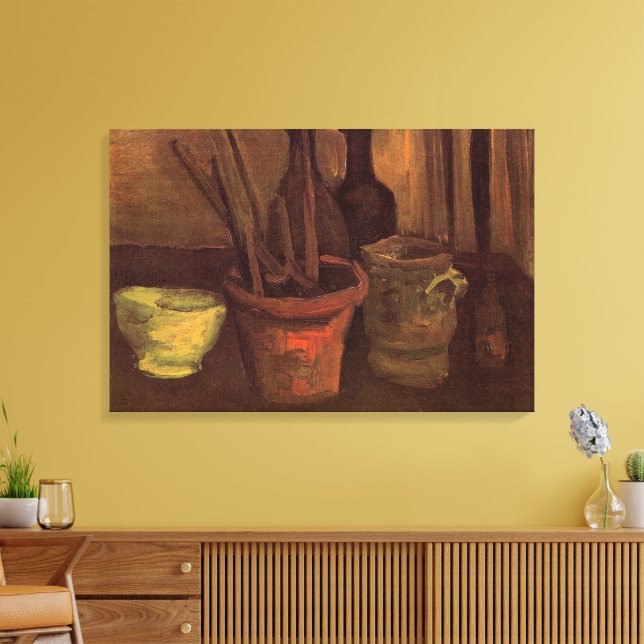 Still Life Paintbrushes in Pot by Vincent van Gogh Canvas Print (Insitu(LivingRoom))