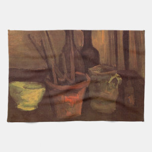 Still Life Paintbrushes in Pot by Vincent van Gogh Kitchen Towel