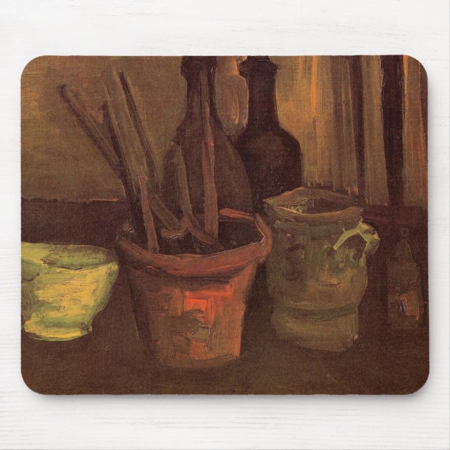 Still Life Paintbrushes in Pot by Vincent van Gogh Mouse Pad (Front)