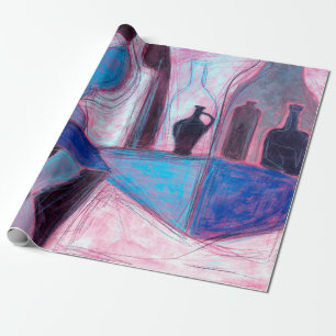 Still life painting/drawing of stylized bottlespai wrapping paper