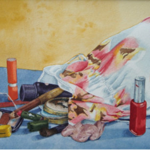 still life painting of retro make up bag jigsaw puzzle